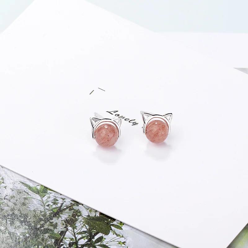 

FENGLI 2019 Cute Kitten Ear Studs Elegant Mini Silver Color Silver Cat Stud Earring Female Minimalist Jewelry Gifts Femme Boucle