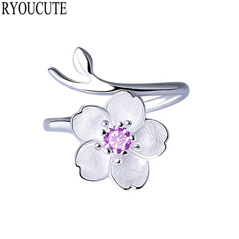 Женский набор колец чокер RYOUCUTE Серебряное колье с цветком вишни вечерние