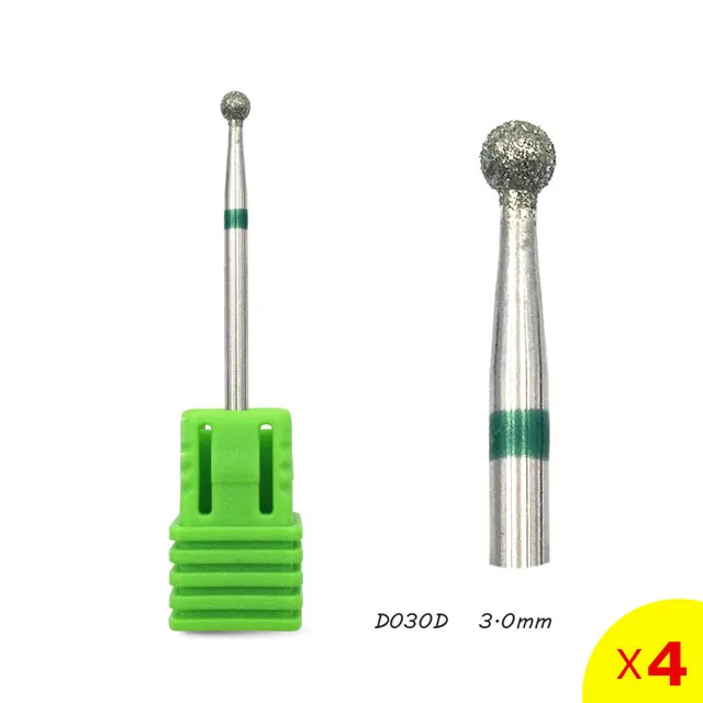 D030D HYTOOS 4 шт. алмазное сверло для ногтей 3/3" роторное сверло для удаления кутикулы, чистящие сверла для маникюра, аксессуары для маникюра, резак для ногтей - Цвет: D030D