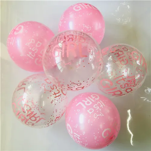 T pink Pink 10 шт./лот 12 дюймов Детские воздушные шары для душа его мальчик это девочка напечатанные воздушные шары детский душ День Рождения вечерние украшения шар поставка - Цвет: T pink Pink