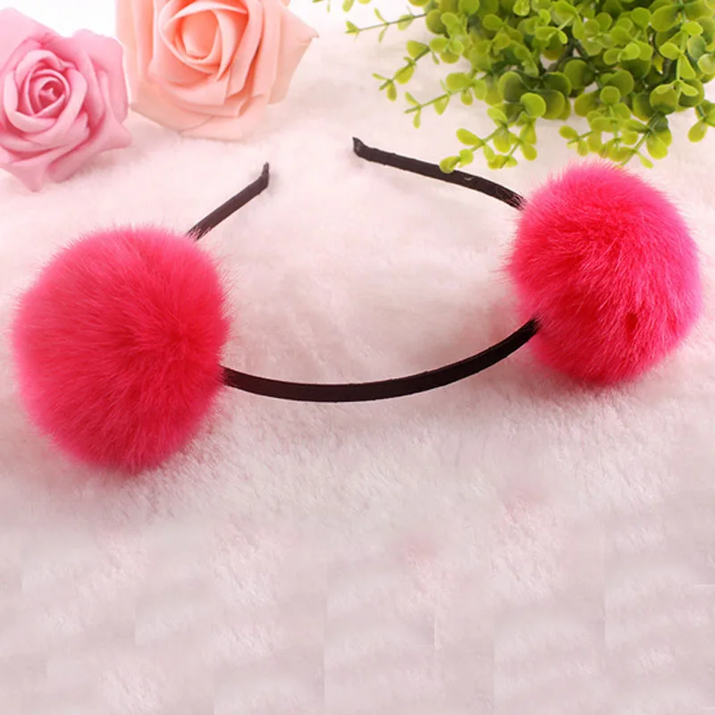 Lovely Girls Woman Fashion Fur Ball Pom Hair Headbands Party Wedding Daily Headwear Accessories Gift | Дом и сад