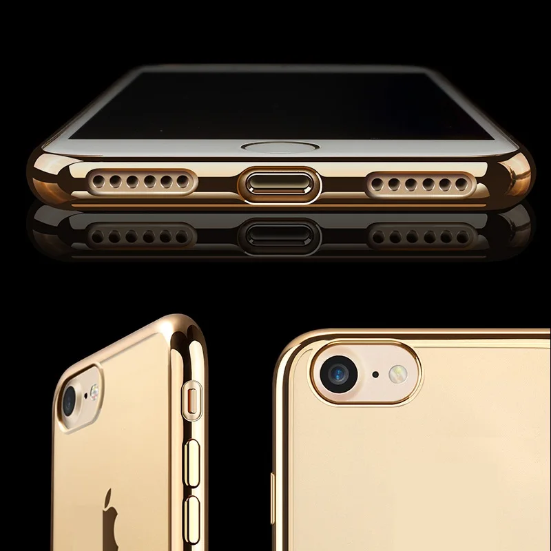 Luxury Case for iPhone 6s 6 7 Plus 5s 5 SE Cover Plating TPU Soft Rose Gold Silver Gray Fundas Funda Apple s |