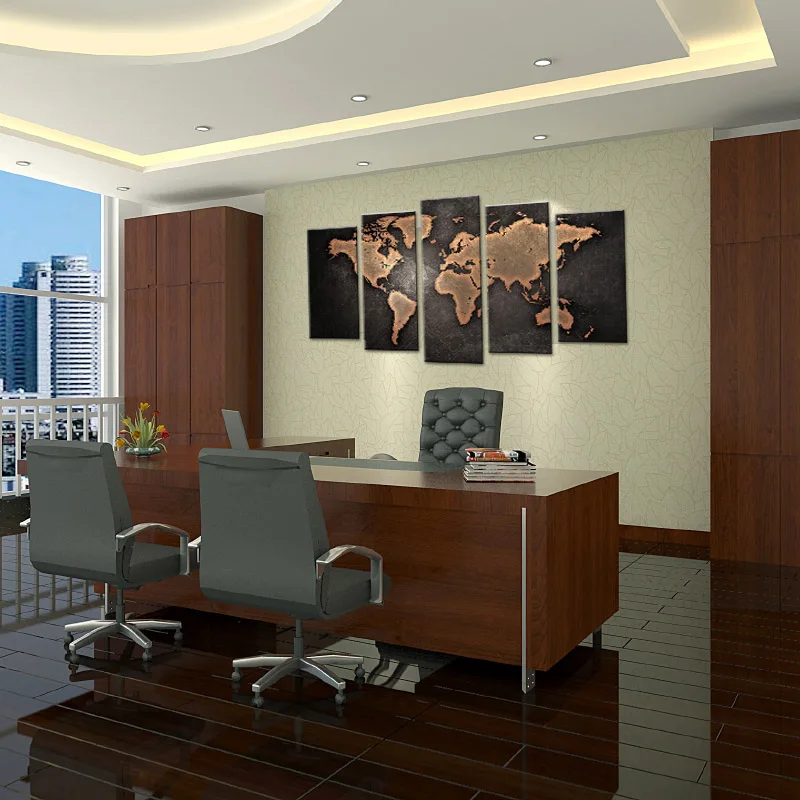 5 шт./компл. коричневые карты мира напечатанные на холсте картины современные