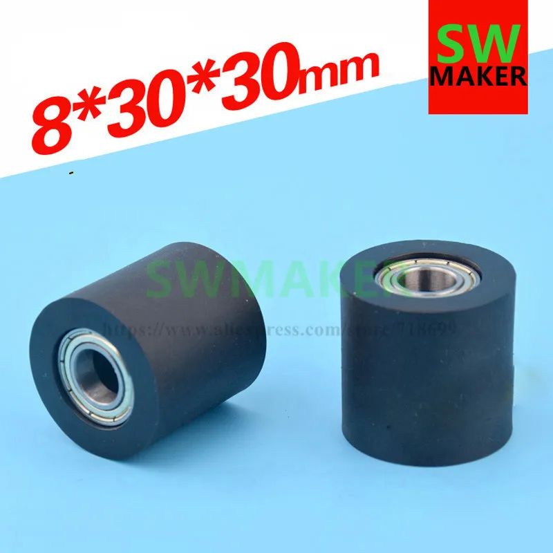 PU soft polyurethane guide roller 30mm 3cm diameter flat wheel press paper plastic bag wrapped bearing pulley | Строительство и
