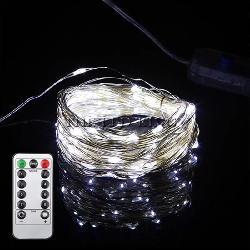 Cold White Remote Пульт дистанционного управления с регулируемой яркостью USB светодиодные гирлянды 10 м 100 светодиодов 5 в 33 футов медный провод теплый белый/RGB Свадебная декоративная подсветка для вечеринки - Испускаемый цвет: Cold White Remote