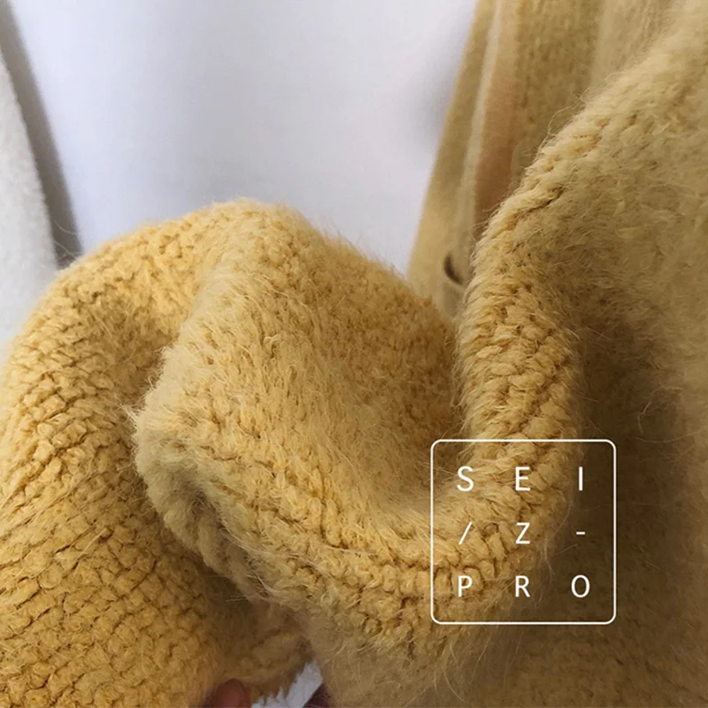 Высокое качество 2019 Корея высокий воротник свитера Для женщин куртка карман на