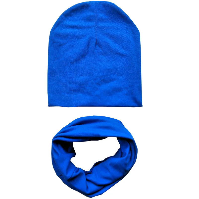 Однотонная хлопковая детская зимняя теплая вязаная шапка набор шарфов шапки для