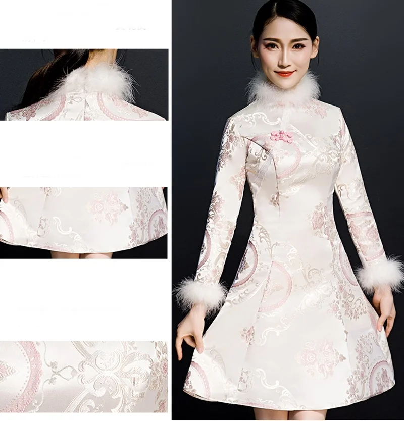 Cheongsam платье миди элегантное китайское платье es мать и дочь зимнее теплое современное китайское платье Интернет Китайский магазин FF1749
