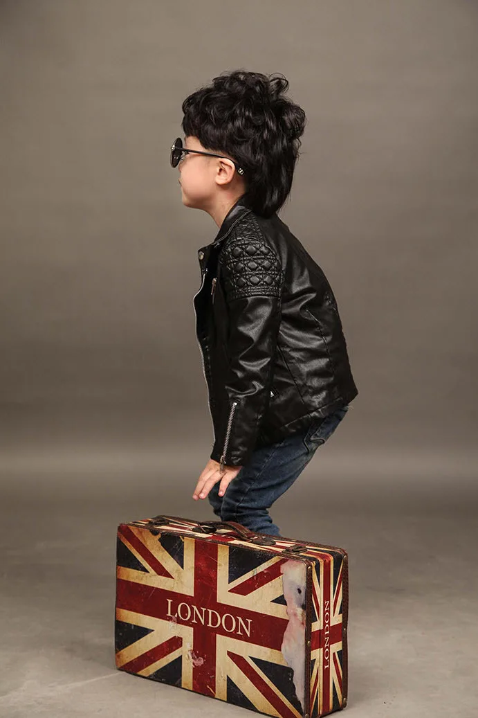 Детская мотоциклетная куртка из ПУ кожи на молнии сбоку|jacket outerwear|outerwear kidskids outerwear