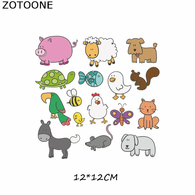 Милые Мультяшные нашивки ZOTOONE с животными для одежды термоклейкие Переводные