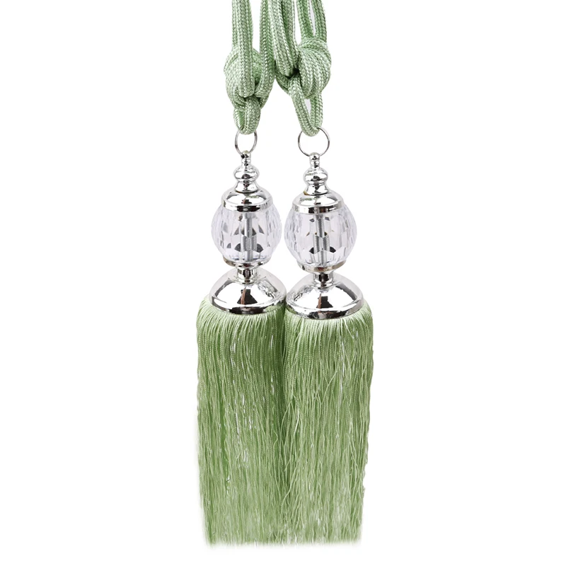 2 Pcs Crystal Curtain Tieback Hanging Belts Ball Accessories Decorative Band Tassel Fringe Binding Ropes Tiebacks | Дом и сад