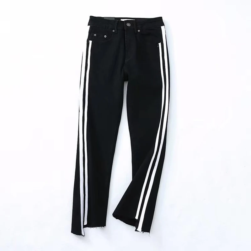 Wonder 2018 новые летние женские высокие уличные полосатые облегающие джинсы feminina со