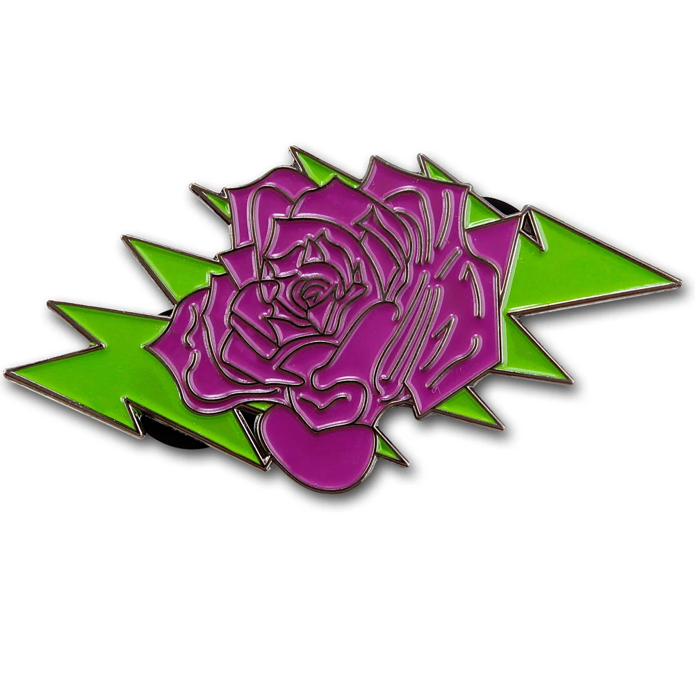 

Customized Rose Badge New Style Zinc Alloy Engraving Badge Back Pin
