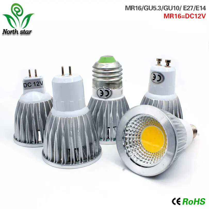 E27 e14 Светодиодный светильник с регулируемой яркостью MR16 DC12V светодиодный 9 Вт 12 15