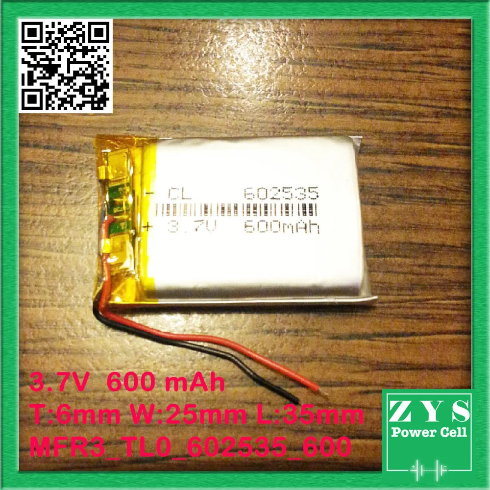 Безопасная упаковка (уровень 4) 3 7 V 600mAh 602535 можно подгонять оптом CE FCC ROHS MSDS