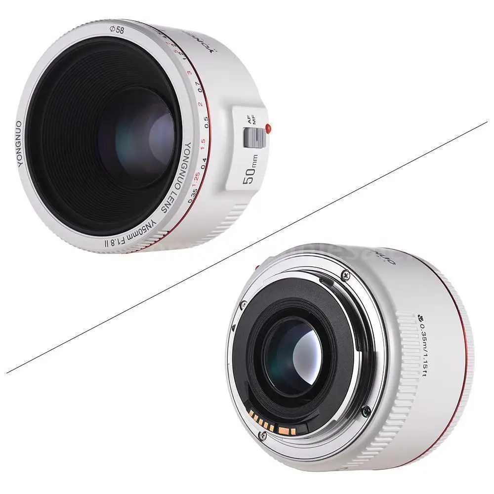 Белый YN50mm F1.8 II большая апертура Автофокус Объектив YONGNUO для Canon эффект боке объектив камеры для Canon EOS 70D 5D2 5D3 DSLR
