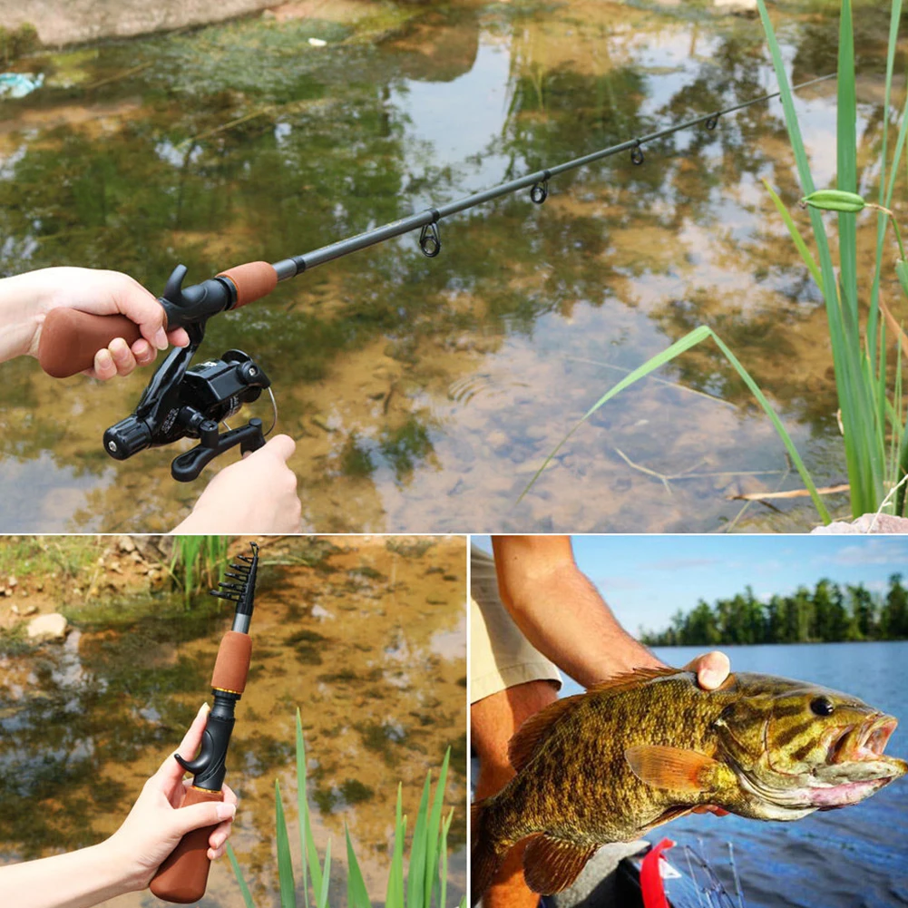 1.6M Brown Carbon Fiber Ice Fishing Rod Telescopic Spinning Casting Winter Pole Portable Tackle | Спорт и развлечения