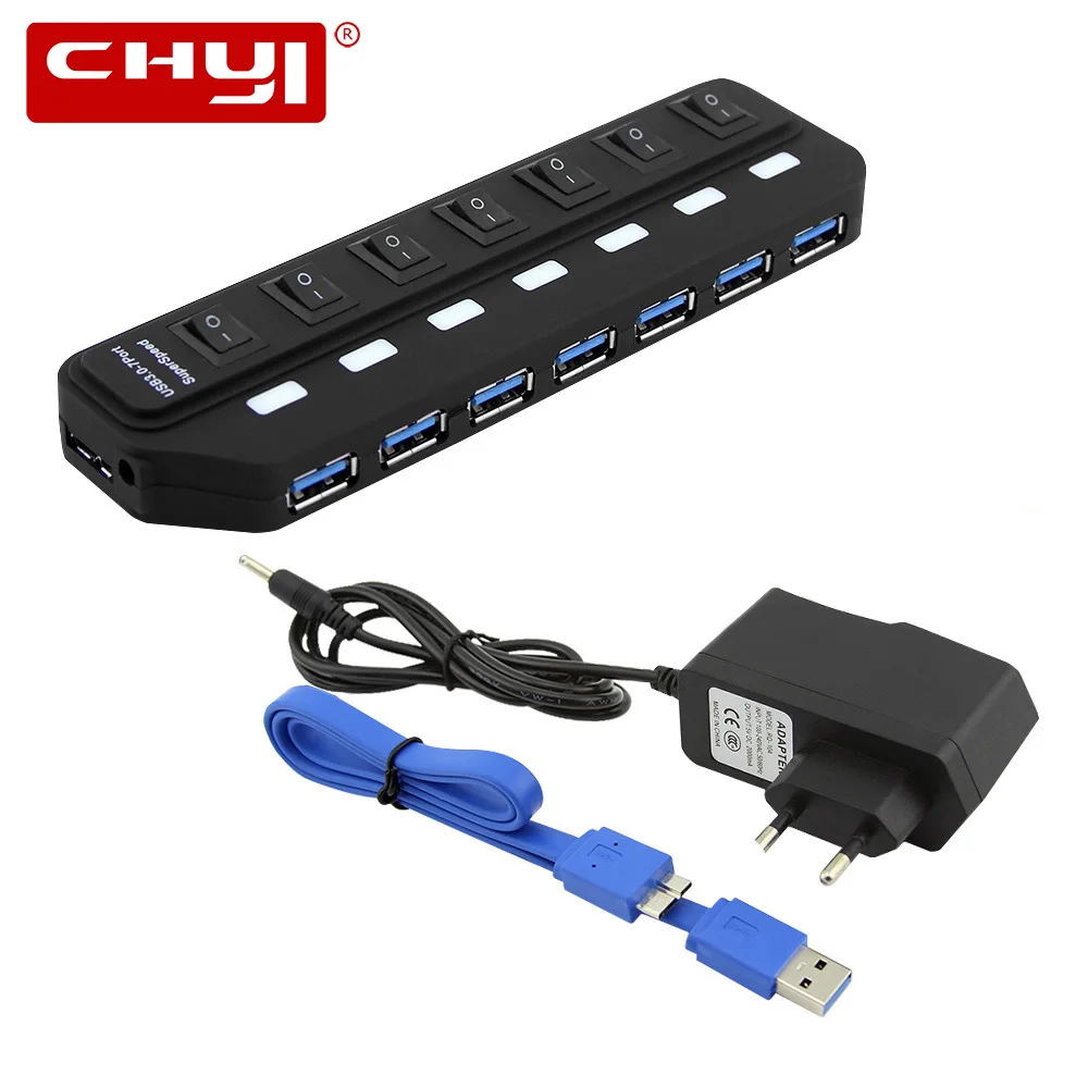 CHYI USB 3 0 концентратор usb хаб до 7 Порты и разъёмы несколько расширитель с