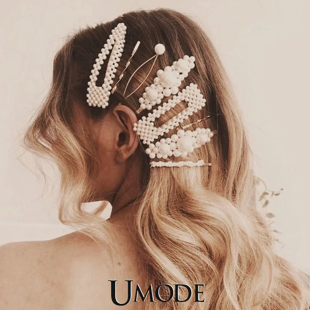 UMODE, заколка для волос с жемчугом, заколка для девочек, свадебная, винтажная, антикварная, для невесты, украшение, Корея, модные аксессуары для женщин