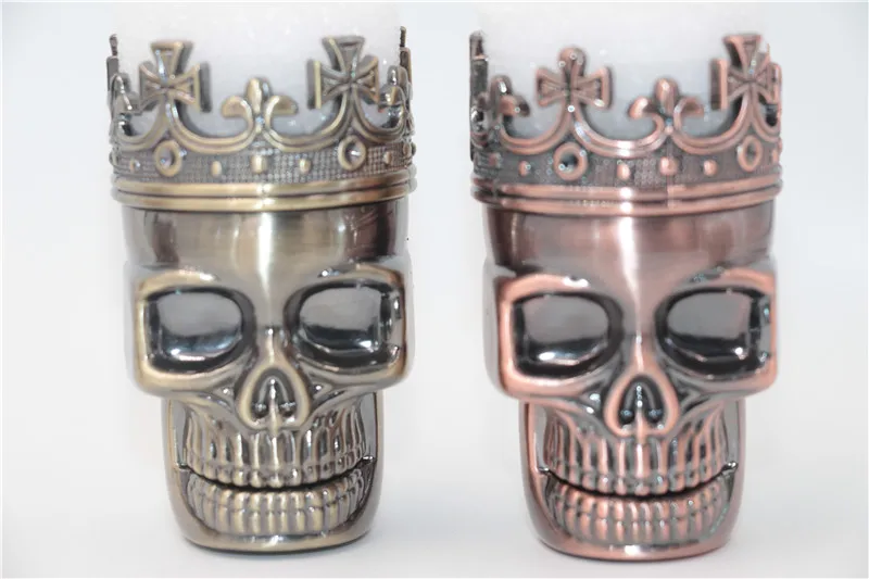 

6pcs/lot wholesales King Skull crown Metal zinc alloy Tobacco Herb Spice Grinder cigarette Crusher Pollen press Hand Muller