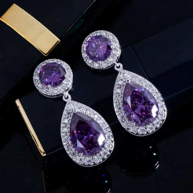 Серьги подвески женские с фианитом цвет белое золото E026|drop earrings|earrings fashionfashion drop