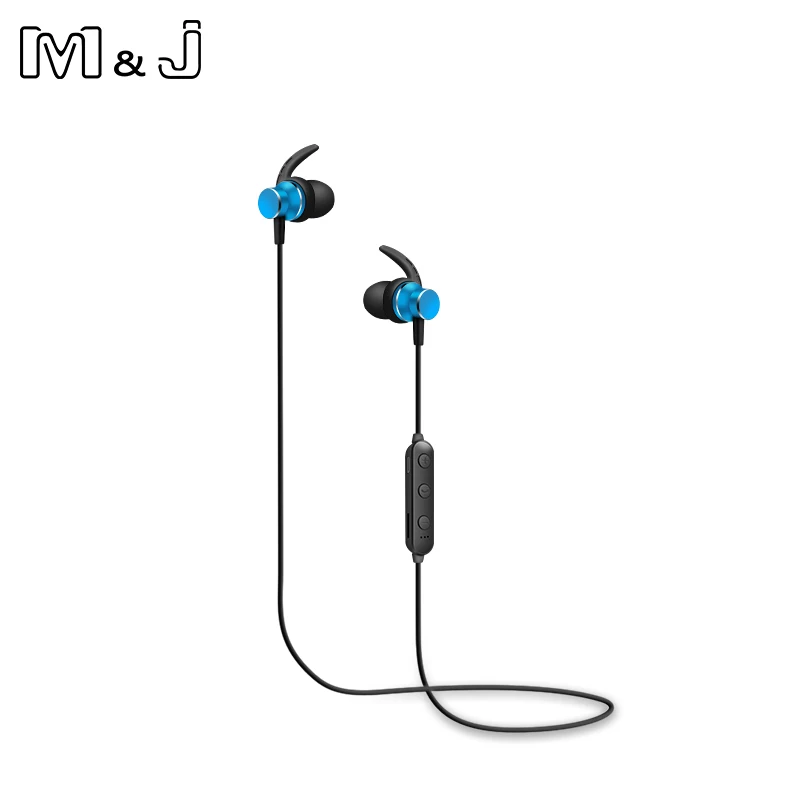 Синий M& J bluetooth-наушники на шею магнит TF карта беспроводные наушники для Xiaomi iPhone наушники стерео auriculares fone de ouvido - Цвет: Синий