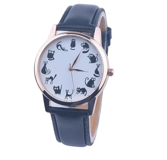 Женские часы с милым рисунком кошки повседневные модные стильные наручные