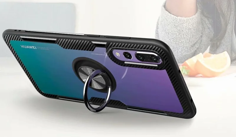 Чехол для huawei P20/P20 Pro, прозрачный противоударный чехол с кольцом на палец, магнитный мягкий чехол для huawei P20 Pro kimTHmall