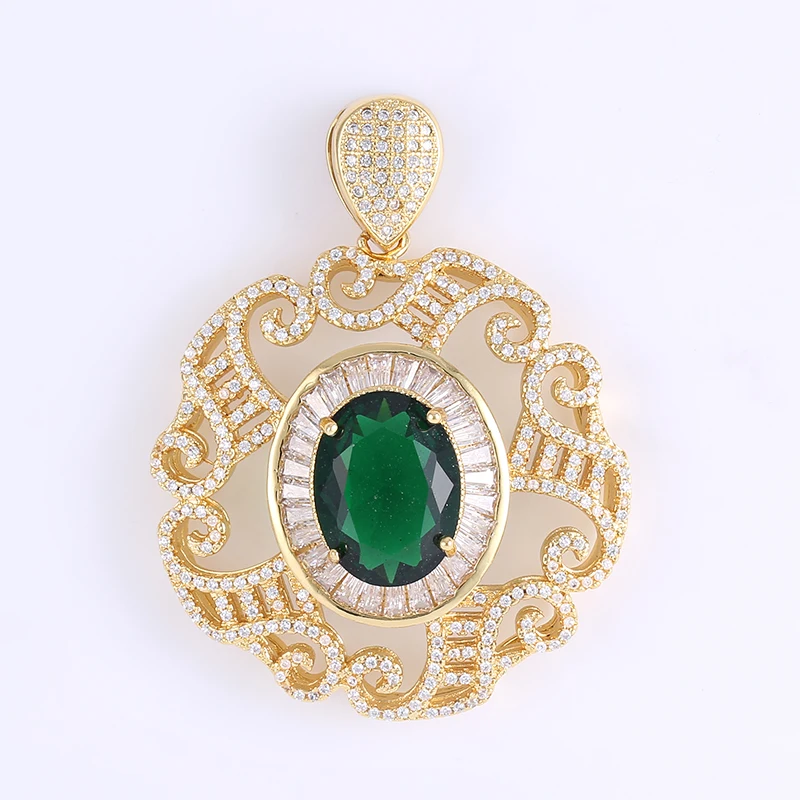 Luxury Classic Sliver Gold Rose Color Copper Zircon Rhinestone Sofia Water Drop Pendant For Chunky Beads Jewelry Necklace |