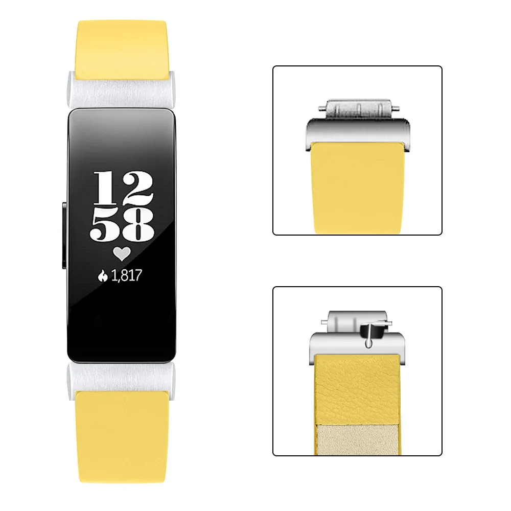 Двойная повязка из натуральной кожи сменный ремешок для Fitbit inspire HR наручный браслет с серебряной пряжкой ремешок для часов