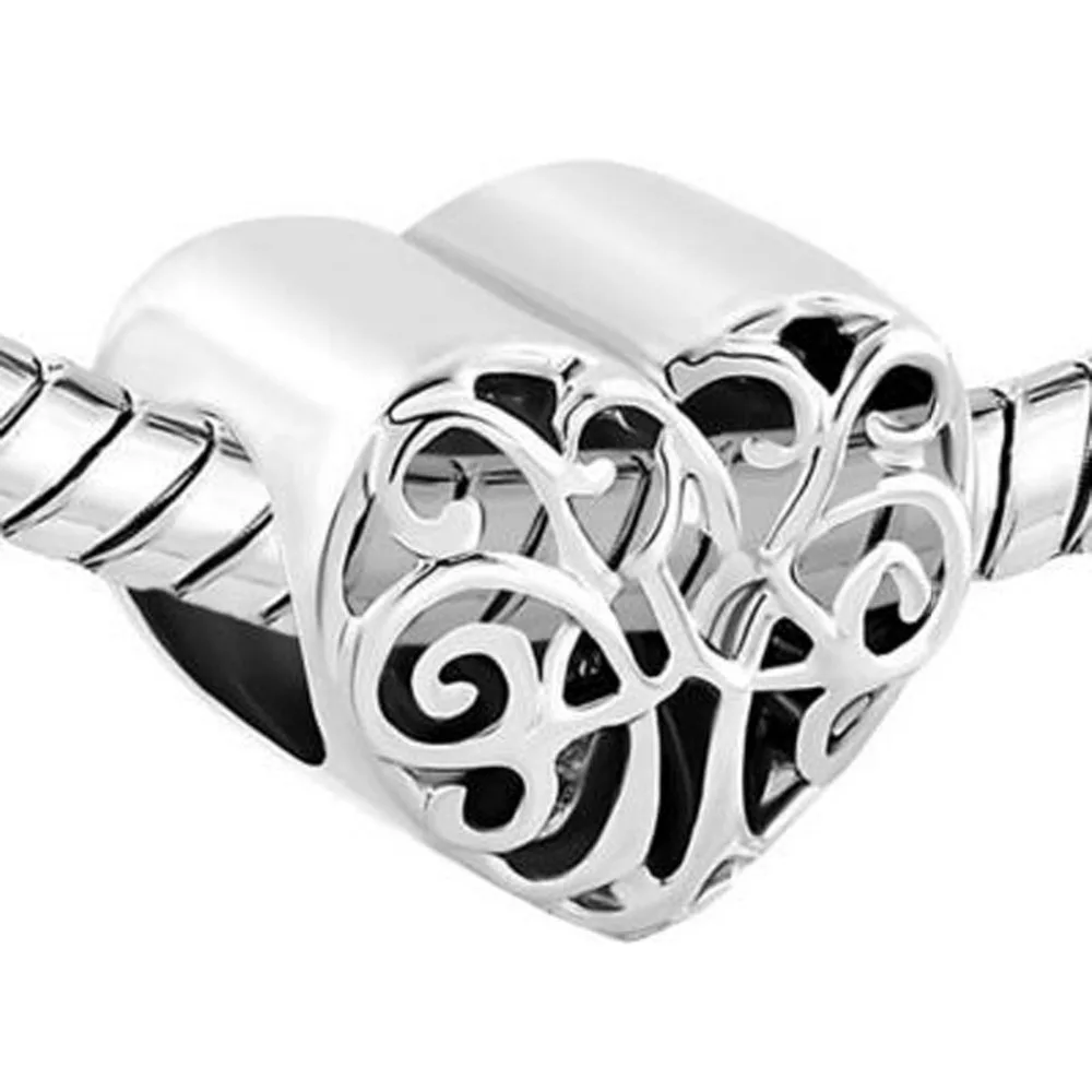 slide charm Free shipping Heart Filigree Irish Charm Triquetra Celtic Knot Family Tree Of Life Bead fit Pandora bracelet |