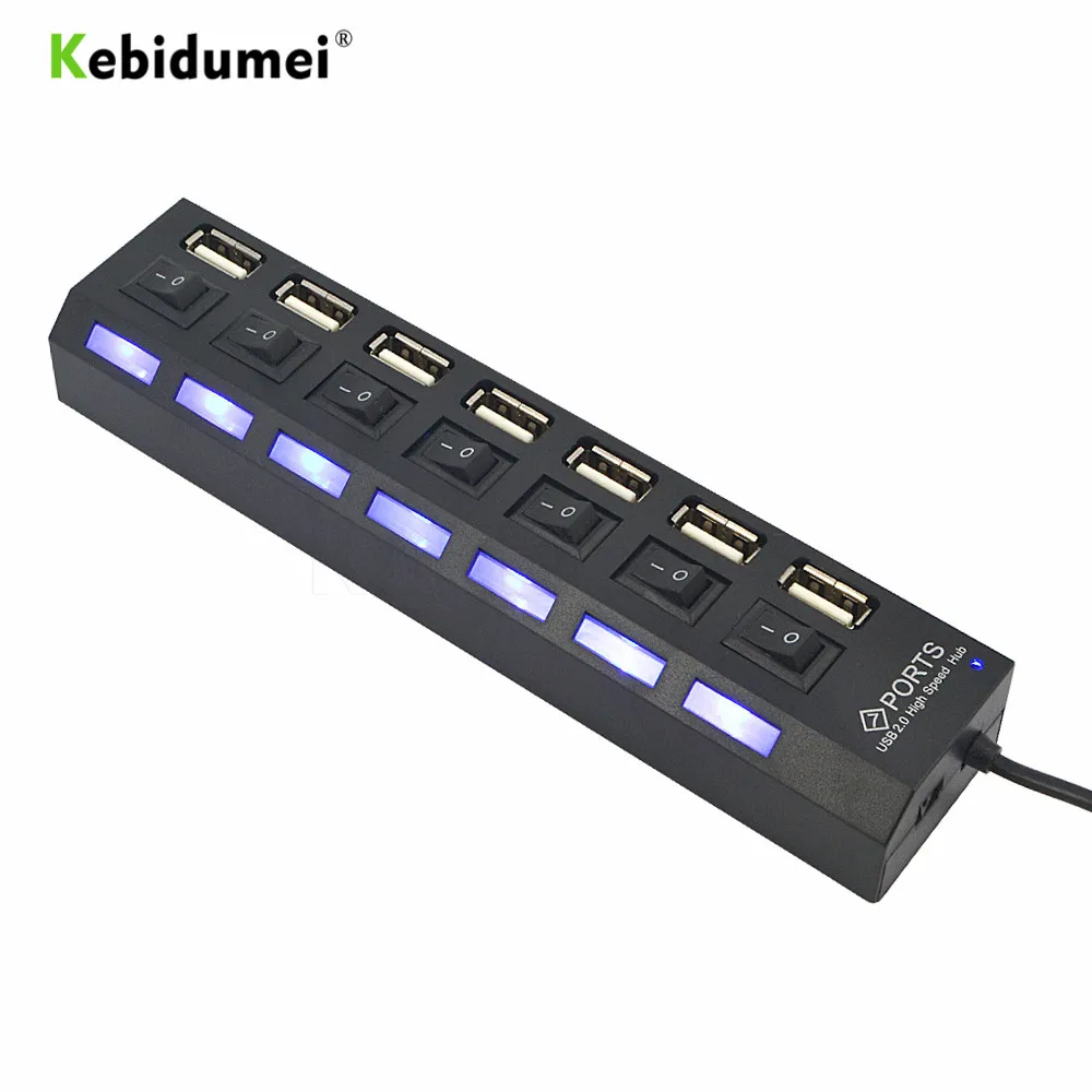 Высокоскоростной концентратор kebidumei с 7 портами usb хаб Swithcer светодиодный