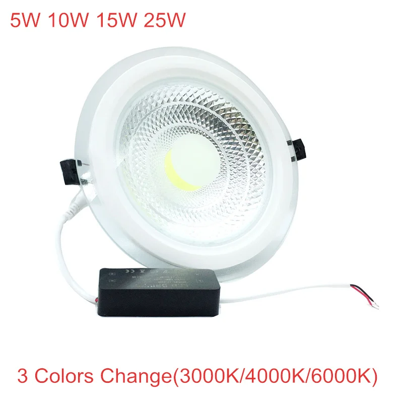 

5W 10W 15W 25W LED Panel Downlight 3 Color Change 3000K/4000K/6000K Round Glass Panel Lights Ceiling Recessed Lamps AC 110V 220V