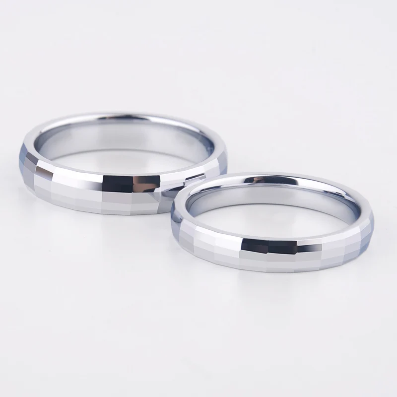 Набор обручальных колец из белого вольфрама высокополированный устойчивый к