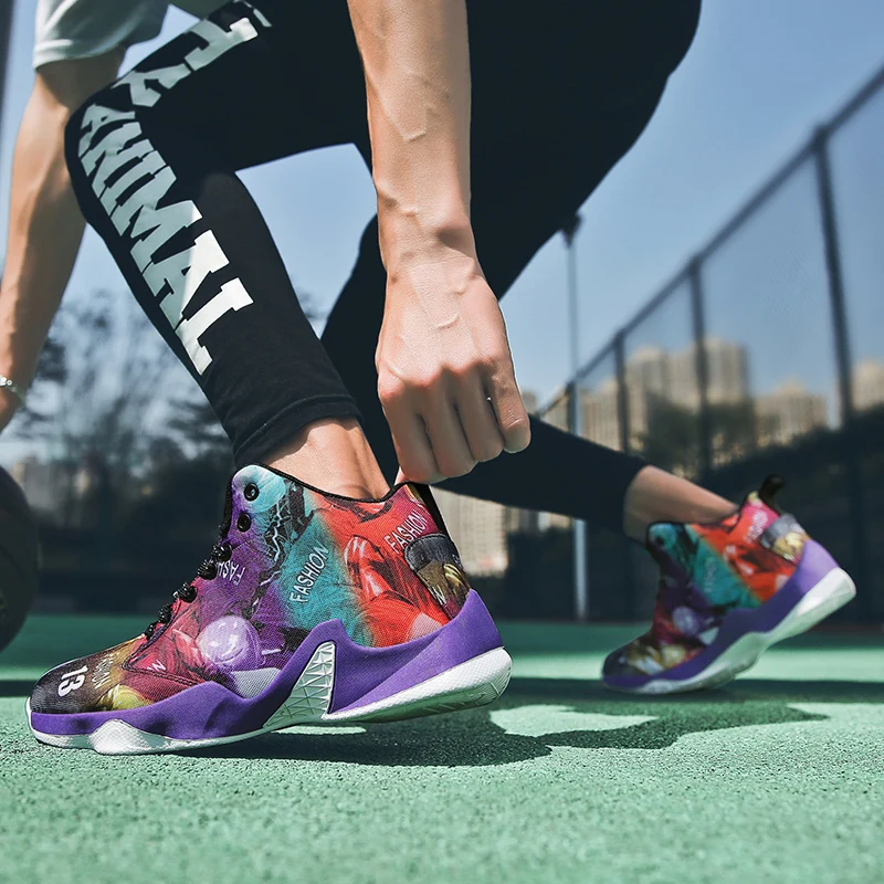 Мужская Баскетбольная обувь для мальчиков; высокие кроссовки; Zapatos Baloncesto Hombre; разноцветная обувь; нескользящая спортивная обувь для мужчин