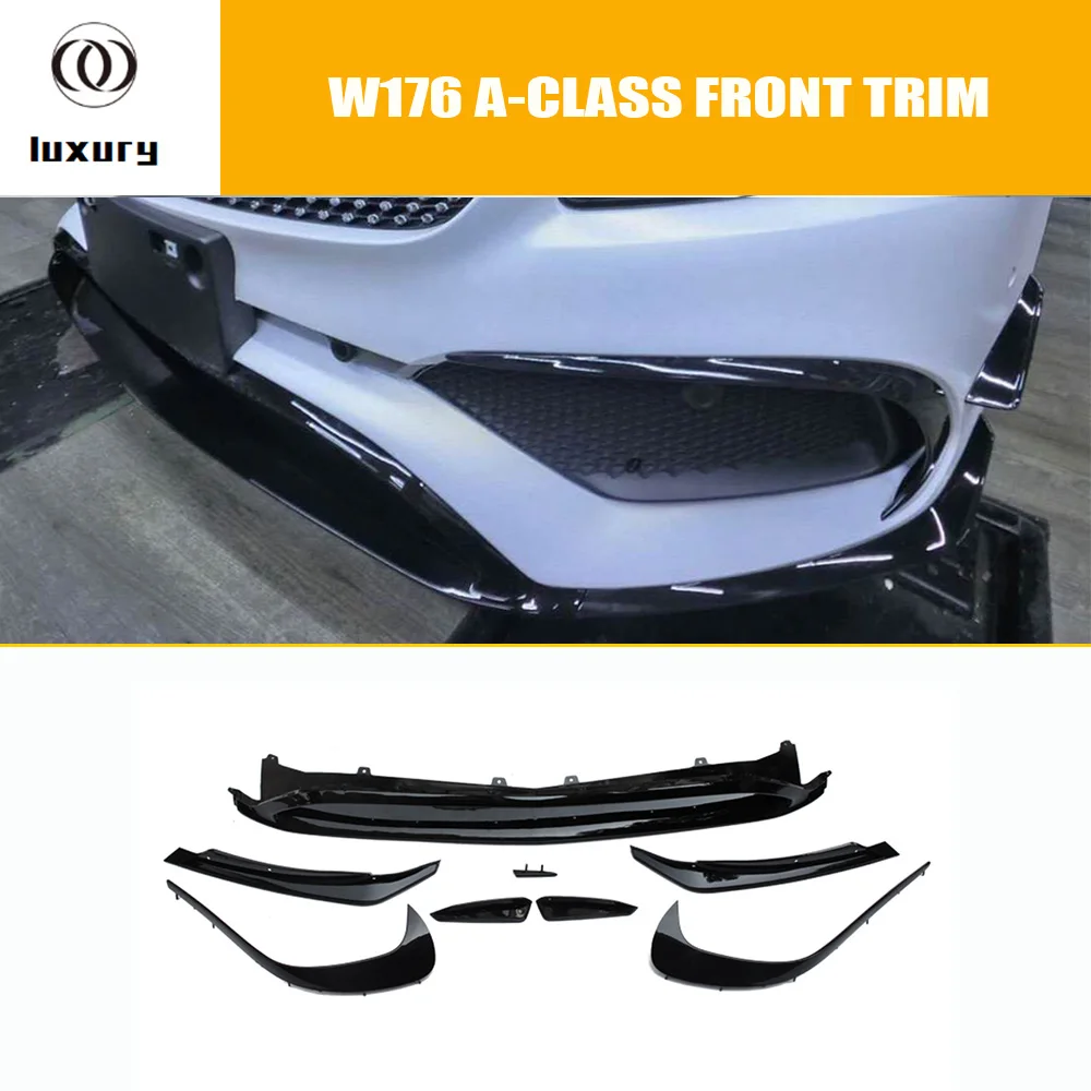 Глянцевый черный ABS передний бампер подбородок губа с боковой противотуманной