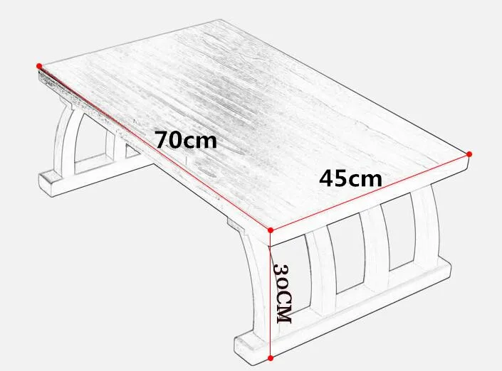 70x45x30cm Японский журнальный столик с татами из цельного дерева для гостиной, закуска ноутбука, угловой столик для дома/офиса, мини-стол, балкон - Цвет: 70x45x30cm