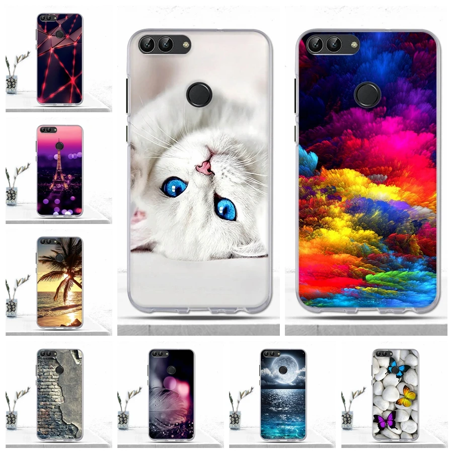 Мягкий Силиконовый ТПУ чехол для Huawei P Smart Case роскошный защитный цветной телефона
