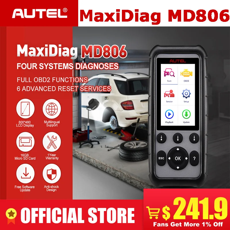 Autel MaxiDiag MD806& MD806 Pro OBD2 автомобиля автомобильный диагностический инструмент OBD 2 Авто диагностический сканер полный Системы диагностики PK MD802 MD805