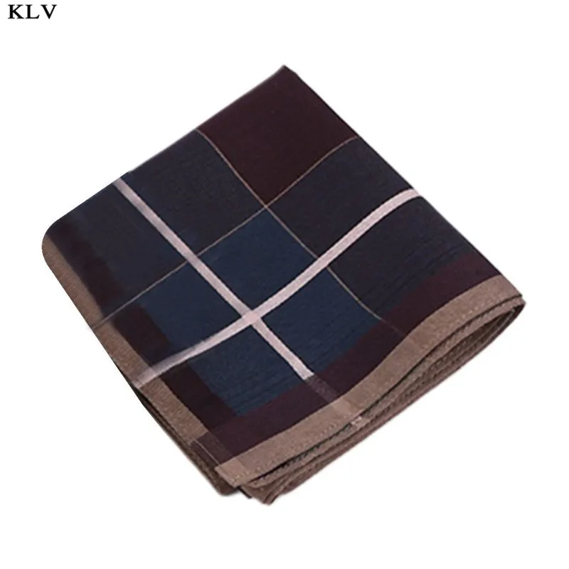 Deep Coffee 43x43 см, Мужской винтажный клетчатый полосатый хлопковый платок, глубокий цвет, карманный квадратный носовой платок, роскошное полотенце для сундуков, выпускной, свадебный подарок - Цвет: Deep Coffee