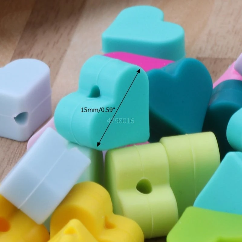 10 шт. Сердце Силиконовый бисер ребенок Прорезывание Зубов Бусины DIY пустышка цепи детский Прорезыватель