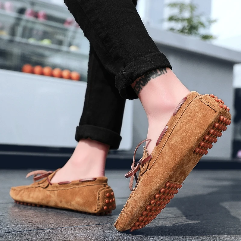 Leather Men Casual Shoes outdoor Breathable Soft Driving Men's Handmade Chaussure Homme Fashion Flat Loafers shoes L5 | Обувь