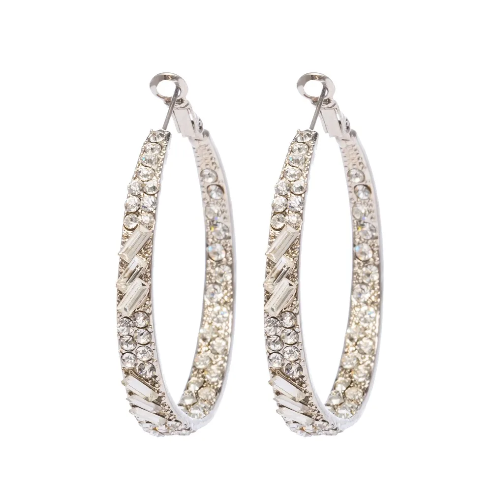 2017 Big Hoop Earrings For Women Gold Color Round Crystal High Quality Wedding Jewelry Boucle d'Oreille Bijoux | Украшения и
