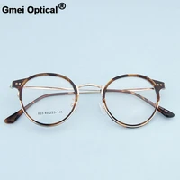 gmei optical vintage decoration optical eyeglasses frame myopia round metal plastic women spectacles oculos de grau eyewear a803