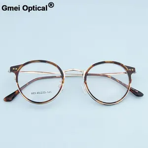 Оправа для очков Gmei, круглая металлическая, пластиковая, декоративная, A803