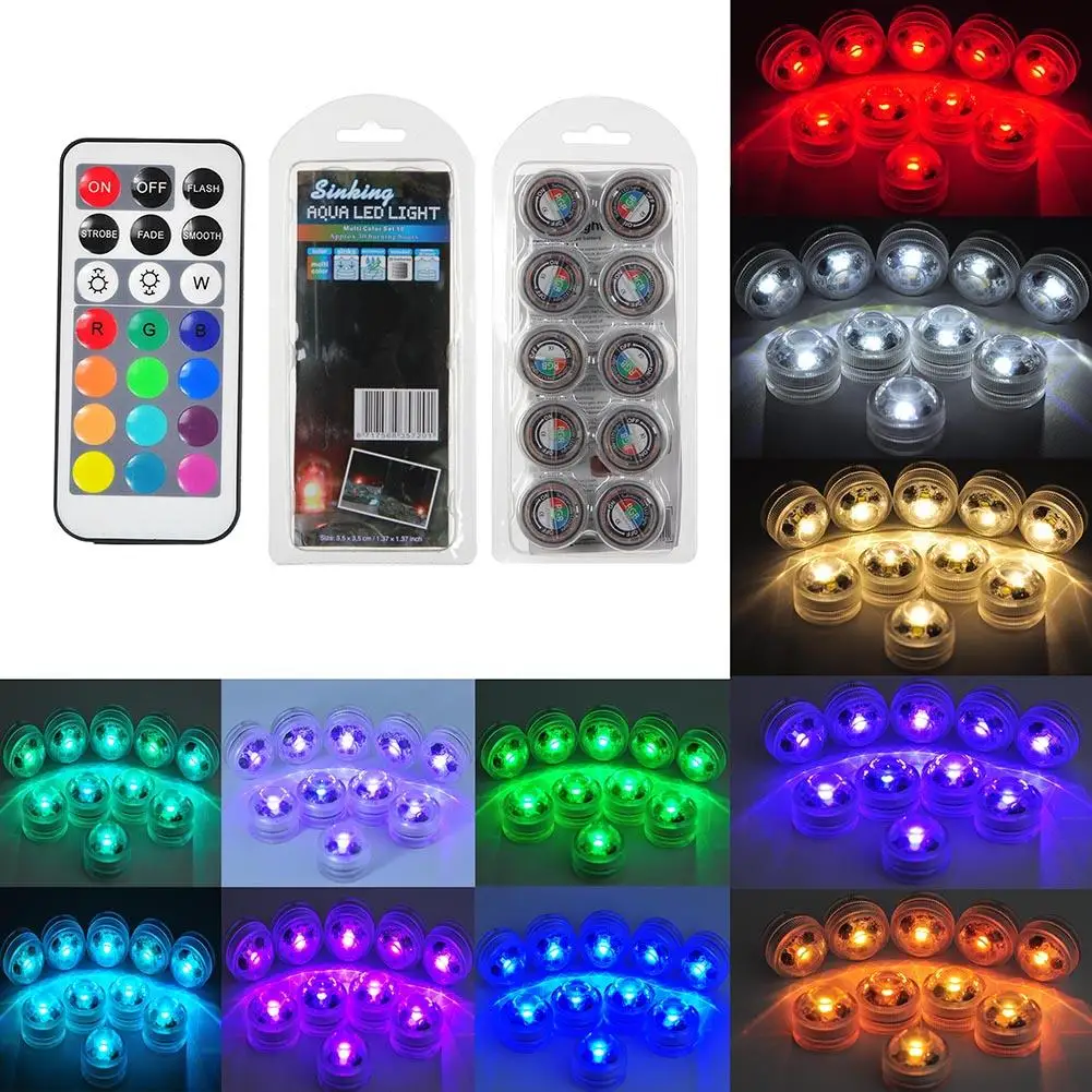 

5050 SMD Waterproof Remote Controll RGB Diving Light 10LED Outdoor Underwater Decorative Light Diamond Aquarium Light 1Set J2