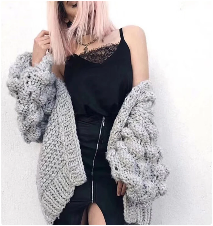 High End шикарный длинный женский кардиган с рукавами, однотонный розовый, черный, красный свитер знаменитости негабаритных женщин уличная кардиганы