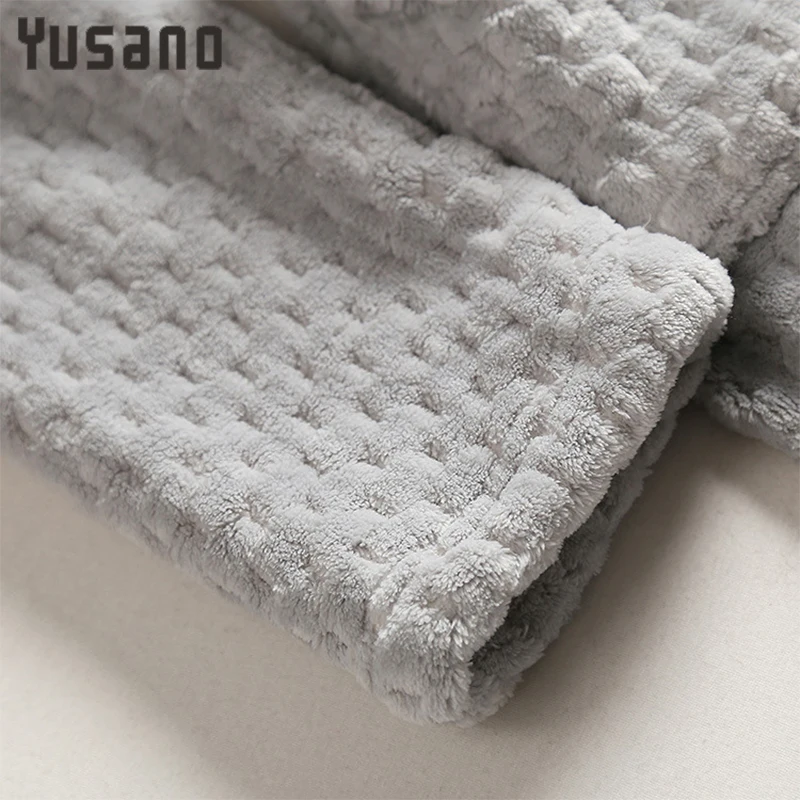 Банный халат Yusano женский зимний теплый банный из кораллового флиса ночная