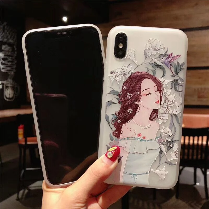 HOTR Cute Cartoon Flowers Case For iphone X XS XR MAX 6 6s 7 8 plus Phone Cases Lovely Girl Cover for Apple |