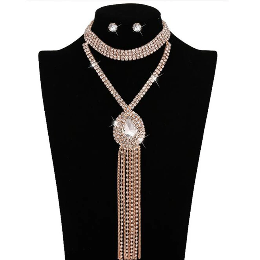 Элегантный Для женщин комплект ювелирных изделий Кристалл Макси себе колье